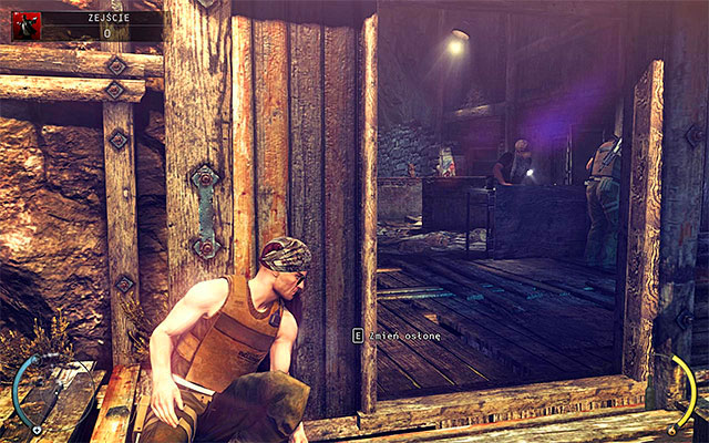 Head towards the stairs, reaching an interactive ledge after few moments - Descent - Getting into mines | 11: Dexter Industries - 11: Dexter Industries - Hitman: Absolution Game Guide