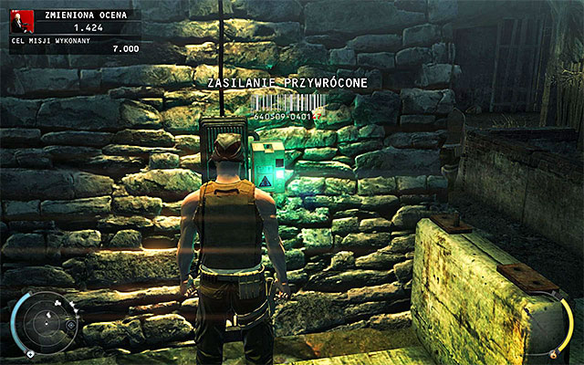 Return to the place where guards were talking and locate a lever shown on the above screen - Descent - Reaching the elevator | 11: Dexter Industries - 11: Dexter Industries - Hitman: Absolution Game Guide