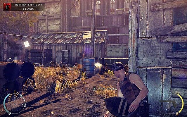 After getting through the shutter youll find yourself in the area guarded by two guards - Factory Compound - Getting inside the factory building | 11: Dexter Industries - 11: Dexter Industries - Hitman: Absolution Game Guide