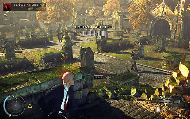 You start the mission in a place shown on the above screen and this is a perfect spot for a sniper - Cemetery Entrance | 20: Absolution - 20: Absolution - Hitman: Absolution Game Guide