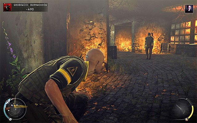 The area with tombs, located on the right, is patrolled by a single grunt, regardless of the difficulty settings - Burnwood Family Tomb - Exploring the tomb area | 20: Absolution - 20: Absolution - Hitman: Absolution Game Guide