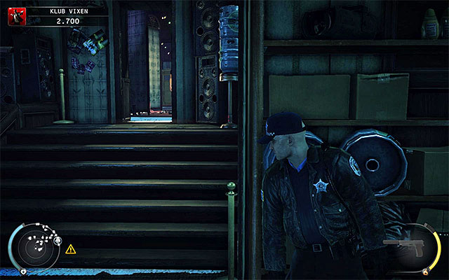 After unlocking the door turn right, reaching a corridor patrolled by a single bouncer - The Vixen Club - Getting out of the club | 5: Hunter and Hunted - 5: Hunter and Hunted - Hitman: Absolution Game Guide
