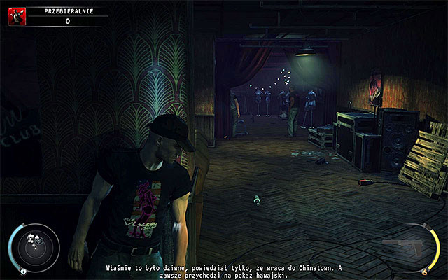 If you play on one of lower difficulty levels then youll encounter only single bouncer in the area and he will stay at the pool table - Dressing Rooms | 5: Hunter and Hunted - 5: Hunter and Hunted - Hitman: Absolution Game Guide