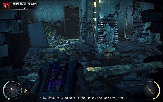 Enter the small room on the right - Derelict Building | 5: Hunter and Hunted - 5: Hunter and Hunted - Hitman: Absolution Game Guide