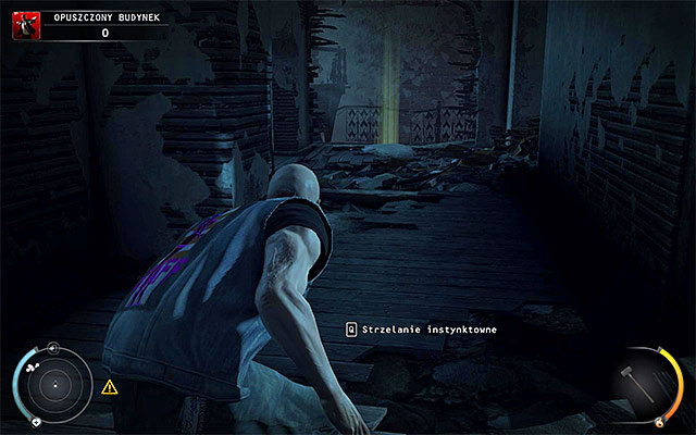 After leaving the ruined room, go straight ahead and only after reaching the end of the corridor, turn left - Derelict Building | 5: Hunter and Hunted - 5: Hunter and Hunted - Hitman: Absolution Game Guide