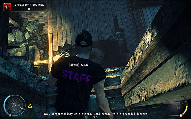 Move to the ledge shown on the above screen and wait until all policemen walk to examine dancers body - Derelict Building | 5: Hunter and Hunted - 5: Hunter and Hunted - Hitman: Absolution Game Guide