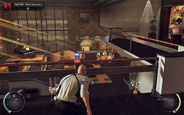 The reason why you want to get closer to the railing is the possibility to use the nearby window blinds system - Mansion ground floor | 1: Personal Contract - 1: Personal Contract - Hitman: Absolution Game Guide