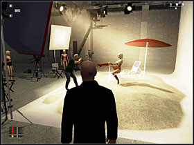 Leave the elevator and go through the door with a blinking heart over it - You Better Watch Out - Walkthrough - Hitman: Blood Money Game Guide & Walkthrough