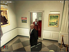 Enter the building and place your briefcase on the scanner, then take it from the other side - Amendment XXV - Walkthrough - Hitman: Blood Money Game Guide & Walkthrough