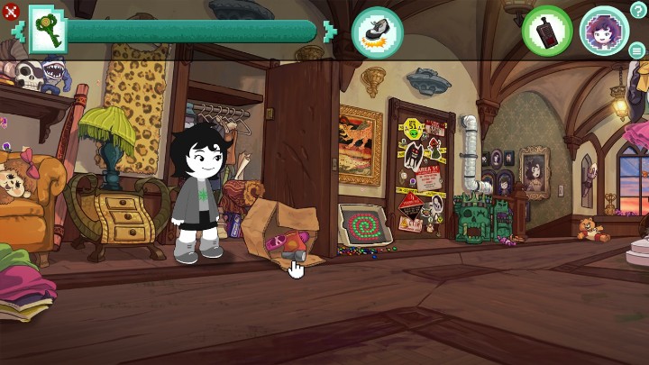In order to throw the stuff from the top shelf, you have to use the kick - The home and brothers hideout | Walkthrough - Walkthrough - Hiveswap Game Guide