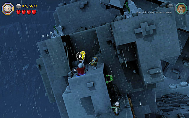 The spot where you need to pull the stone block - Stage 6 (Over Hill and Under Hill): Climb the stone giant | Walkthrough - Walkthrough - LEGO The Hobbit Game Guide & Walkthrough