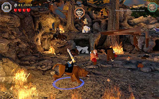 Seize control over the warg and, in this way, eliminate the orcs - Stage 8 (Out of the Frying Pan...): The battle with Azog the Defiler | Walkthrough - Walkthrough - LEGO The Hobbit Game Guide & Walkthrough