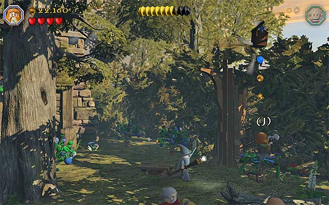 Start bouncing off the trampoline to reach the minikit - Stage 9 (Queer Lodgings) | Main Stages - Collectibles - Main Stages - Collectibles - LEGO The Hobbit Game Guide & Walkthrough