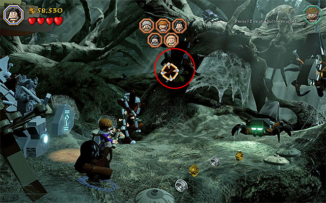 The first spider (you will know it by the red markings) - Stage 10 (Flies and Spiders) | Main Stages - Collectibles - Main Stages - Collectibles - LEGO The Hobbit Game Guide & Walkthrough