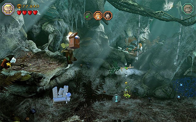 from the ledge on the left, jump towards the minikit - Stage 10 (Flies and Spiders) | Main Stages - Collectibles - Main Stages - Collectibles - LEGO The Hobbit Game Guide & Walkthrough