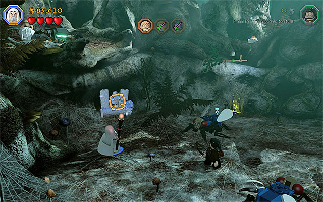 While completing the tenth chapter of the game in the story mode, you have been unable to explore the third cave, neighboring the one, where you liberate the three captive allies - Stage 10 (Flies and Spiders) | Main Stages - Collectibles - Main Stages - Collectibles - LEGO The Hobbit Game Guide & Walkthrough