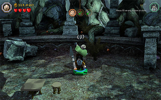 You need to climb onto the character on the plate and jump - Stage 10 (Flies and Spiders) | Main Stages - Collectibles - Main Stages - Collectibles - LEGO The Hobbit Game Guide & Walkthrough