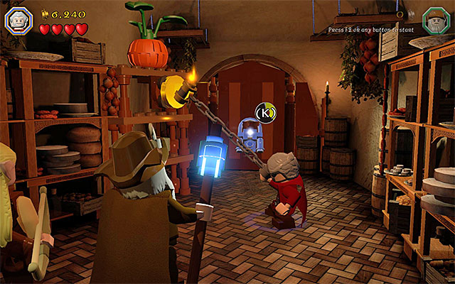 The interactive catch is in the side storage area - Stage 2 (An Unexpected Party) | Main Stages - Collectibles - Main Stages - Collectibles - LEGO The Hobbit Game Guide & Walkthrough