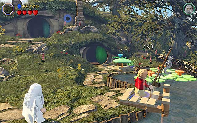 The spot where to use the fishing rod - Stage 2 (An Unexpected Party) | Main Stages - Collectibles - Main Stages - Collectibles - LEGO The Hobbit Game Guide & Walkthrough