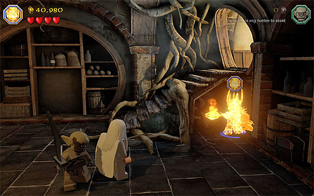 The area under the stairs - Stage 2 (An Unexpected Party) | Main Stages - Collectibles - Main Stages - Collectibles - LEGO The Hobbit Game Guide & Walkthrough