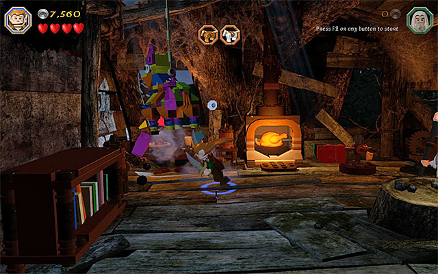 The pinata appears only after you use the rotary mechanism - Stage 4 (Roast Mutton) | Main Stages - Collectibles - Main Stages - Collectibles - LEGO The Hobbit Game Guide & Walkthrough