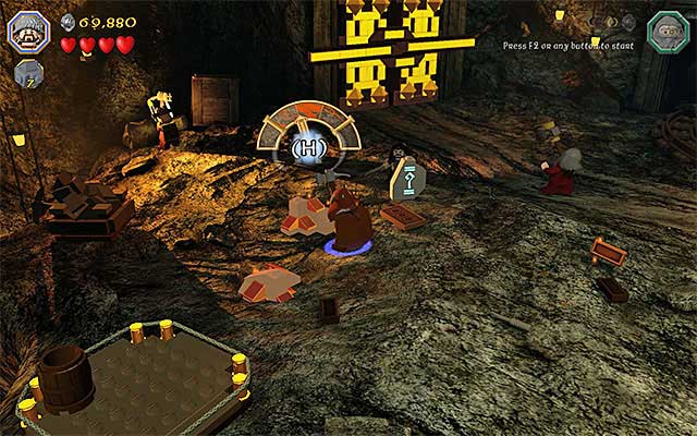 Try to press the key/button that the game prompts you to, at the appropriate moment. - Stage 1 (Greatest Kingdom in Middle-Earth): Inside the Lonely Mountain | Walkthrough - Walkthrough - LEGO The Hobbit Game Guide & Walkthrough
