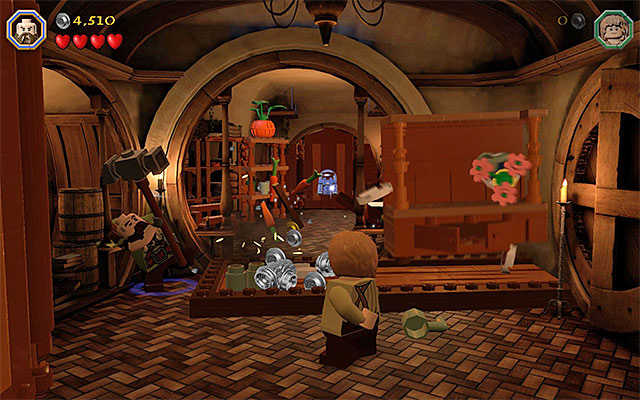 The spot where you push the obstacle - Stage 2 (An Unexpected Party): The Party | Walkthrough | LEGO The Hobbit - Walkthrough - LEGO The Hobbit Game Guide & Walkthrough