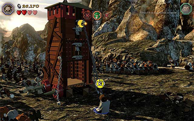 Grab onto the grip and rip it off - Stage 3 (Azog the Defiler): The battle with the Orcs | Walkthrough - Walkthrough - LEGO The Hobbit Game Guide & Walkthrough