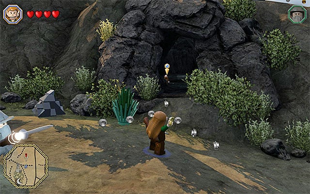 The cave entrance is quite well hidden - White question marks - walkthroughs for quests 21-40 | Middle Earth - Side missions - Middle Earth - Side missions - LEGO The Hobbit Game Guide & Walkthrough