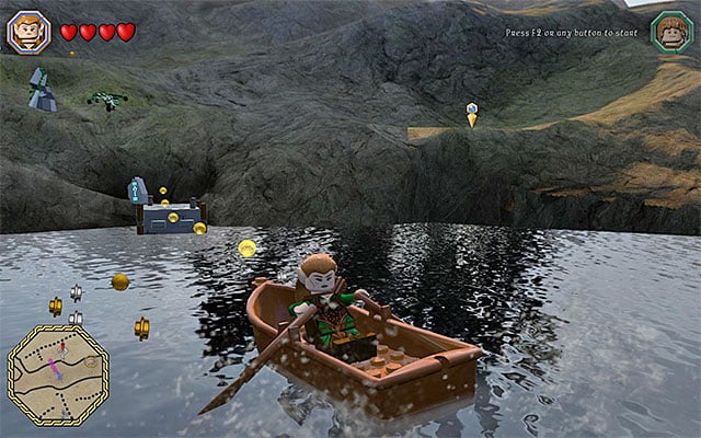 To reach the starting point of this quest, it is best to take the boat - White question marks - walkthroughs for quests 21-40 | Middle Earth - Side missions - Middle Earth - Side missions - LEGO The Hobbit Game Guide & Walkthrough