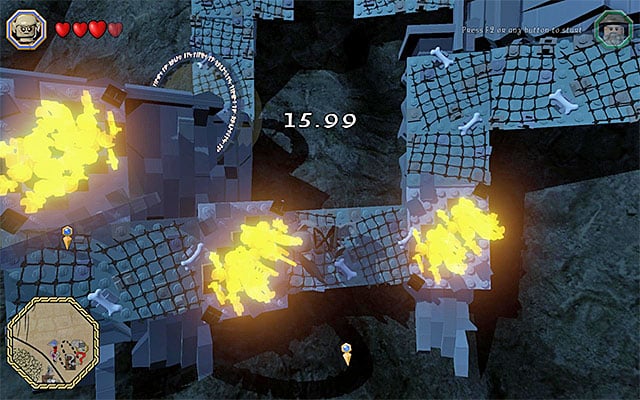 Stop on a regular basis and wait for the flames to disappear - White question marks - walkthroughs for quests 21-40 | Middle Earth - Side missions - Middle Earth - Side missions - LEGO The Hobbit Game Guide & Walkthrough