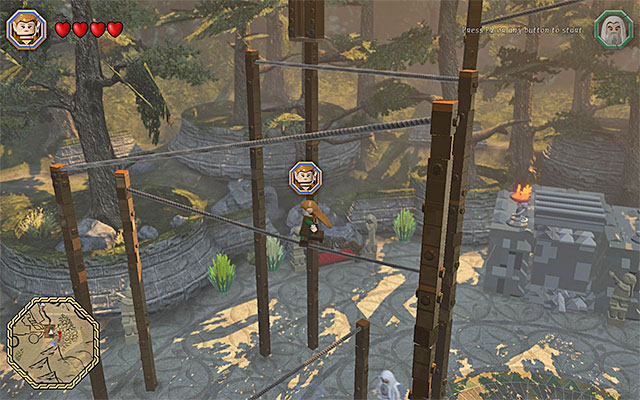 Jump towards the successive ropes - Schematics locations (1-8) | Middle Earth - Schematics - Middle Earth - Schematics - LEGO The Hobbit Game Guide & Walkthrough