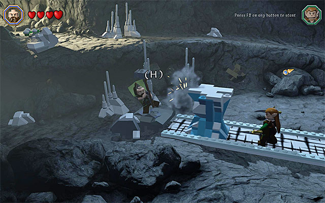 Start pushing over the block after you have cleared the white path - Schematics locations (9-16) | Middle Earth - Schematics - Middle Earth - Schematics - LEGO The Hobbit Game Guide & Walkthrough