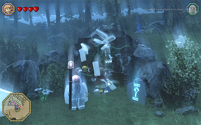 You need to put the Ring on because, only then will you be able to gain access to the cave - Schematics locations (9-16) | Middle Earth - Schematics - Middle Earth - Schematics - LEGO The Hobbit Game Guide & Walkthrough