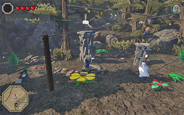 You need to bounce off the yellow flower and grab on to the rope - Mithril bricks locations (1-15) | Middle Earth - Mithril LEGO bricks - Middle Earth - Mithril LEGO bricks - LEGO The Hobbit Game Guide & Walkthrough