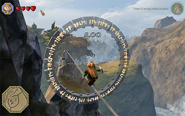 You need to walk over the successive tightropes - Mithril bricks locations (31-45) | Middle Earth - Mithril LEGO bricks - Middle Earth - Mithril LEGO bricks - LEGO The Hobbit Game Guide & Walkthrough