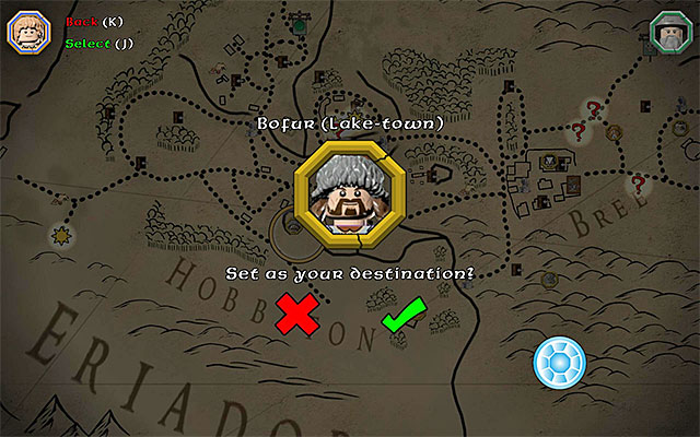 An example character icon in the game world - Middle Earth - Playable characters | Middle Earth - Mithril LEGO bricks - Middle Earth - Mithril LEGO bricks - LEGO The Hobbit Game Guide & Walkthrough