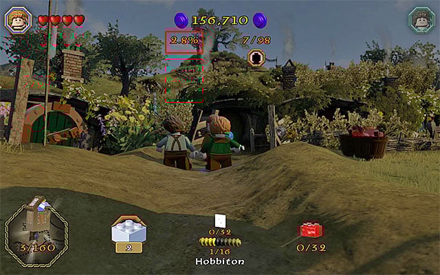 The game displays the current, percentage, progress, among others, on the loading screen and after you stop the game, during the exploration of the main map. - How to complete the game in 100%? | Middle Earth - Mithril LEGO bricks - Middle Earth - Mithril LEGO bricks - LEGO The Hobbit Game Guide & Walkthrough