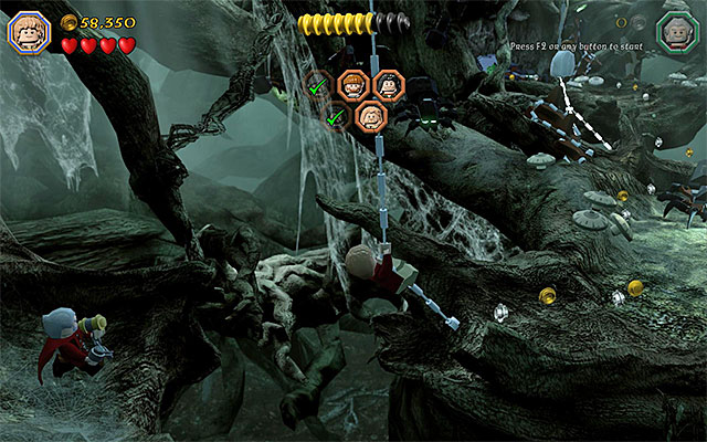 Use the rope, along your path - Stage 10 (Flies and Spiders): The spider cave | Walkthrough | LEGO The Hobbit - Walkthrough - LEGO The Hobbit Game Guide & Walkthrough
