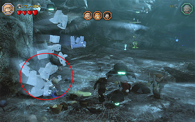You can free the allies in any order you like but, to keep things orderly, start with the left side of the cave - Stage 10 (Flies and Spiders): The battle with the spiders | Walkthrough - Walkthrough - LEGO The Hobbit Game Guide & Walkthrough