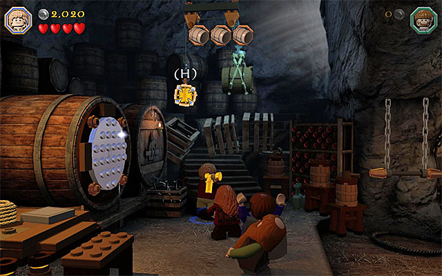 Your main objective, in the cellar, is to obtain three additional barrels for the main characters, but you should start with smashing the objects in the area, collecting studs and supplies - Stage 11 (Barrels Out of Bond): The cellar | Walkthrough | LEGO The Hobbit - Walkthrough - LEGO The Hobbit Game Guide & Walkthrough