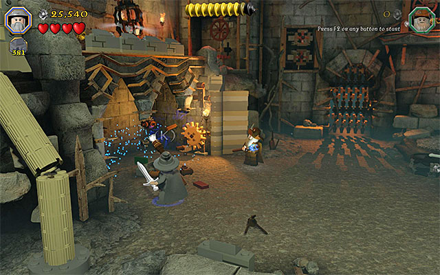 The mechanism that you eject the stairs with - Stage 14 (The Necromancer): The keeps interior | Walkthrough - Walkthrough - LEGO The Hobbit Game Guide & Walkthrough