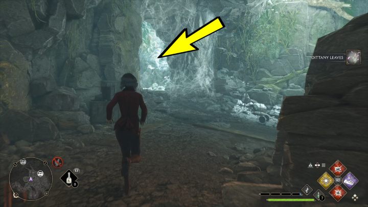 Turn left and remove the cobwebs covering the passage - Hogwarts Legacy: Hogsmeade Valley - Collection Chests - Hogwarts Legacy: Collection Chests - Hogwarts Legacy Guide