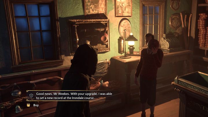 Return to the broom shop in Hogsmeade to share your flight experience with Weekes - Hogwarts Legacy: Sweeping the Competition - Hogwarts Legacy: Hogsmeade Side Quests - Hogwarts Legacy Guide