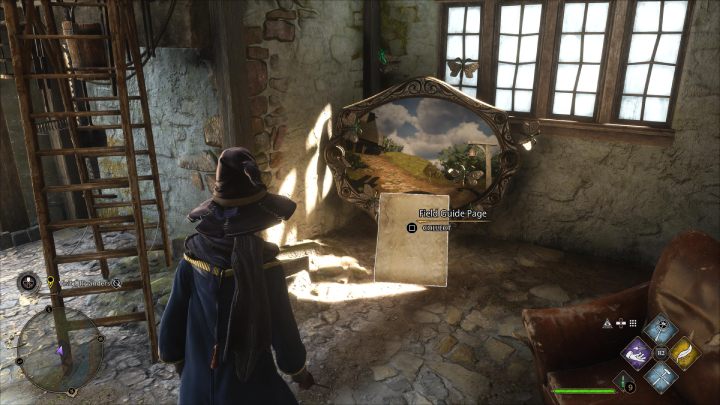 This Empty Moth Painting #3 (Hogsmeade) is in the building by the water wheel in the northern part of Hogsmeade - Hogwarts Legacy: Field Guide Pages Part 2 - Hogsmeade - Hogwarts Legacy: Hogsmeade Collectibles - Hogwarts Legacy Guide