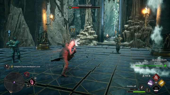 In the next location, the arena will be unlocked and you must defeat the animated statues - Hogwarts Legacy: Charles Rookwoods Trial - Hogwarts Legacy: Main quests - Hogwarts Legacy Guide