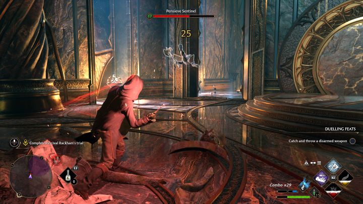 As you enter the new chamber, the statues here will come to life and you have to take care of them - Hogwarts Legacy: Percival Rackhams Trial - Hogwarts Legacy: Main quests - Hogwarts Legacy Guide