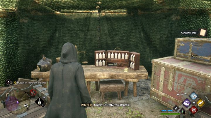 In one of the tents, there is a Goblin Note containing orders from Ranrok - Hogwarts Legacy: Percival Rackhams Trial - Hogwarts Legacy: Main quests - Hogwarts Legacy Guide