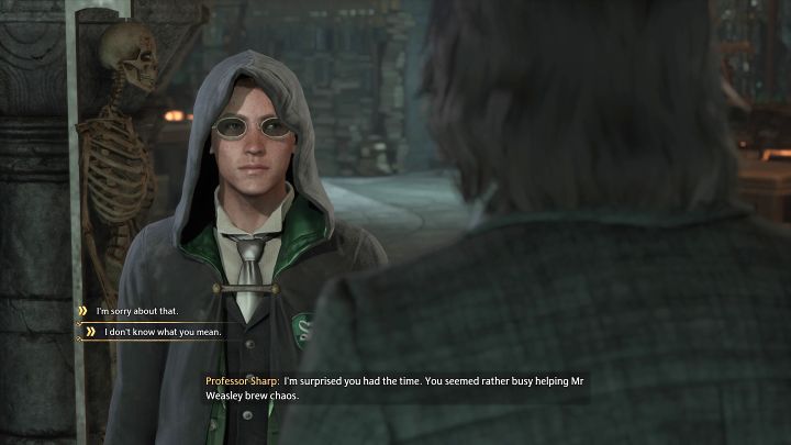 Watch Garreth's failed experiment and talk to Professor Sharp - Hogwarts Legacy: Potions Class - Hogwarts Legacy: Main quests - Hogwarts Legacy Guide