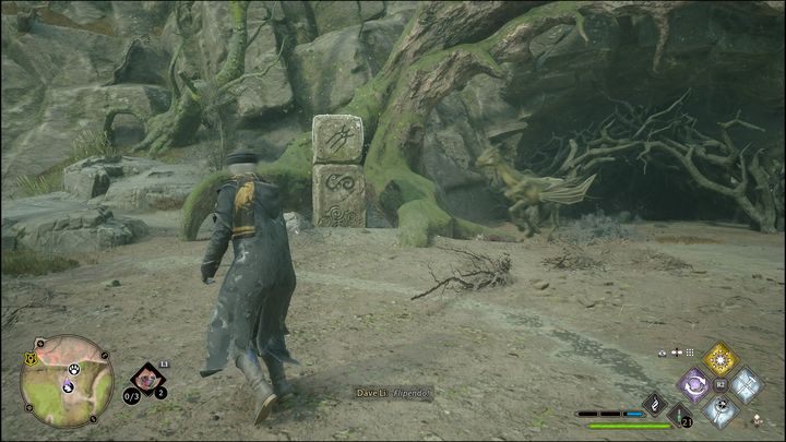 The trial is about flipping the top block so that the symbol is in the same position as the bottom one - Hogwarts Legacy: Marunweem Lake - all Merlin Trials - Hogwarts Legacy: Merlins Trials - Hogwarts Legacy Guide